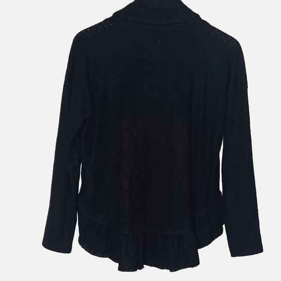 Maeve Anthropologie Addie Ruffled Hacci Sweater Black XS Boho Bohemian Cozy Soft - Picture 6 of 11